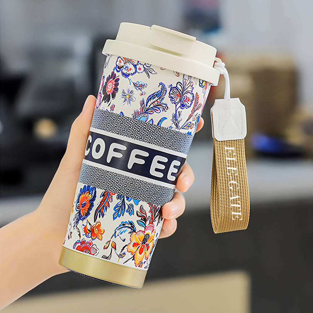 Termo Hermético Floral 500 ml para Bebidas Frías o Calientes