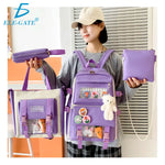 Set 4 Mochila Bolsas Escolar Estudiante Lona Gran Capacidad