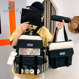 Set 4 Mochila Bolsas Escolar Estudiante Lona Gran Capacidad