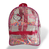 Mochila kinder  tranparente Hello Kitty facil limpieza practica y ligeras