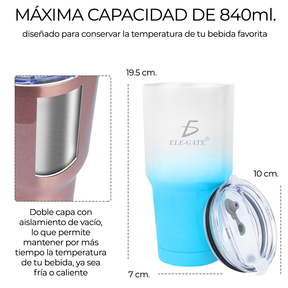 Vaso Térmico Bicolor de 840 ml Termo Acero Inoxidable