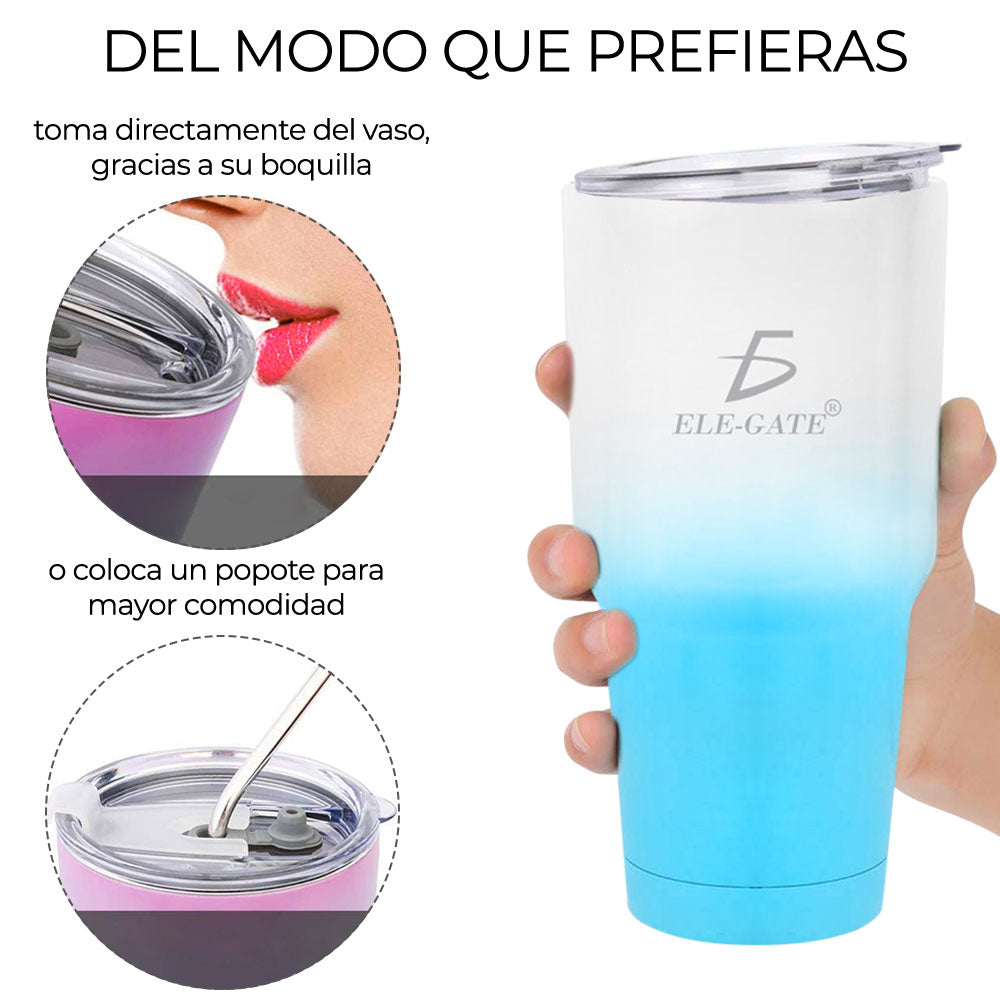 Vaso Térmico Bicolor de 840 ml Termo Acero Inoxidable