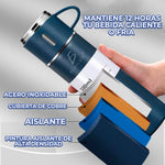 Termo con Tazas Incluidas para Té y Café de Acero Inoxidable de 500 ml.