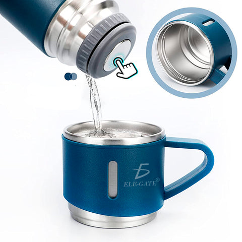 Termo con Tazas Incluidas para Té y Café de Acero Inoxidable de 500 ml.